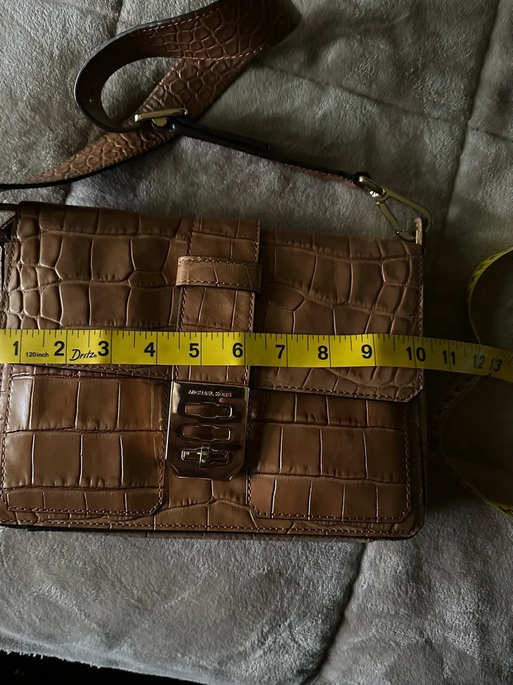 Rare Michael Kors Croc-Embossed Brown Leather Shoulder Bag